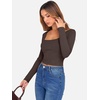 image:imageANRABESS Womens Long Sleeve Square Neck Crop Top Ribbed Slim Fitted Basic Tee Layer Y2K Shirts Fall Fashion Outfits 2026Coffee
