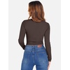 image:imageANRABESS Womens Long Sleeve Square Neck Crop Top Ribbed Slim Fitted Basic Tee Layer Y2K Shirts Fall Fashion Outfits 2026Coffee