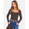 image:imageANRABESS Womens Long Sleeve Square Neck Crop Top Ribbed Slim Fitted Basic Tee Layer Y2K Shirts Fall Fashion Outfits 2026Coffee