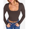 image:imageANRABESS Womens Long Sleeve Square Neck Crop Top Ribbed Slim Fitted Basic Tee Layer Y2K Shirts Fall Fashion Outfits 2026Coffee
