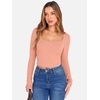 image:imageANRABESS Womens Long Sleeve Square Neck Crop Top Ribbed Slim Fitted Basic Tee Layer Y2K Shirts Fall Fashion Outfits 2026Coral