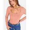 image:imageANRABESS Womens Long Sleeve Square Neck Crop Top Ribbed Slim Fitted Basic Tee Layer Y2K Shirts Fall Fashion Outfits 2026Coral