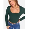 image:imageANRABESS Womens Long Sleeve Square Neck Crop Top Ribbed Slim Fitted Basic Tee Layer Y2K Shirts Fall Fashion Outfits 2026Deep Green