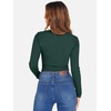 image:imageANRABESS Womens Long Sleeve Square Neck Crop Top Ribbed Slim Fitted Basic Tee Layer Y2K Shirts Fall Fashion Outfits 2026Deep Green