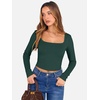 image:imageANRABESS Womens Long Sleeve Square Neck Crop Top Ribbed Slim Fitted Basic Tee Layer Y2K Shirts Fall Fashion Outfits 2026Deep Green