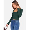 image:imageANRABESS Womens Long Sleeve Square Neck Crop Top Ribbed Slim Fitted Basic Tee Layer Y2K Shirts Fall Fashion Outfits 2026Deep Green