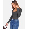 image:imageANRABESS Womens Long Sleeve Square Neck Crop Top Ribbed Slim Fitted Basic Tee Layer Y2K Shirts Fall Fashion Outfits 2026Deep Grey