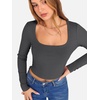 image:imageANRABESS Womens Long Sleeve Square Neck Crop Top Ribbed Slim Fitted Basic Tee Layer Y2K Shirts Fall Fashion Outfits 2026Deep Grey