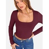 image:imageANRABESS Womens Long Sleeve Square Neck Crop Top Ribbed Slim Fitted Basic Tee Layer Y2K Shirts Fall Fashion Outfits 2026Deep Red
