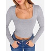 image:imageANRABESS Womens Long Sleeve Square Neck Crop Top Ribbed Slim Fitted Basic Tee Layer Y2K Shirts Fall Fashion Outfits 2026Grey