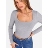 image:imageANRABESS Womens Long Sleeve Square Neck Crop Top Ribbed Slim Fitted Basic Tee Layer Y2K Shirts Fall Fashion Outfits 2026Grey
