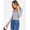 image:imageANRABESS Womens Long Sleeve Square Neck Crop Top Ribbed Slim Fitted Basic Tee Layer Y2K Shirts Fall Fashion Outfits 2026Grey