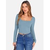 image:imageANRABESS Womens Long Sleeve Square Neck Crop Top Ribbed Slim Fitted Basic Tee Layer Y2K Shirts Fall Fashion Outfits 2026Grey Blue