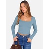 image:imageANRABESS Womens Long Sleeve Square Neck Crop Top Ribbed Slim Fitted Basic Tee Layer Y2K Shirts Fall Fashion Outfits 2026Grey Blue