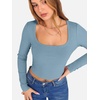 image:imageANRABESS Womens Long Sleeve Square Neck Crop Top Ribbed Slim Fitted Basic Tee Layer Y2K Shirts Fall Fashion Outfits 2026Grey Blue