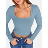 image:imageANRABESS Womens Long Sleeve Square Neck Crop Top Ribbed Slim Fitted Basic Tee Layer Y2K Shirts Fall Fashion Outfits 2026Grey Blue
