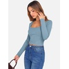 image:imageANRABESS Womens Long Sleeve Square Neck Crop Top Ribbed Slim Fitted Basic Tee Layer Y2K Shirts Fall Fashion Outfits 2026Grey Blue