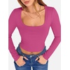 image:imageANRABESS Womens Long Sleeve Square Neck Crop Top Ribbed Slim Fitted Basic Tee Layer Y2K Shirts Fall Fashion Outfits 2026Hot Pink