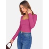 image:imageANRABESS Womens Long Sleeve Square Neck Crop Top Ribbed Slim Fitted Basic Tee Layer Y2K Shirts Fall Fashion Outfits 2026Hot Pink