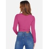 image:imageANRABESS Womens Long Sleeve Square Neck Crop Top Ribbed Slim Fitted Basic Tee Layer Y2K Shirts Fall Fashion Outfits 2026Hot Pink