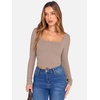 image:imageANRABESS Womens Long Sleeve Square Neck Crop Top Ribbed Slim Fitted Basic Tee Layer Y2K Shirts Fall Fashion Outfits 2026Khaki