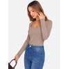 image:imageANRABESS Womens Long Sleeve Square Neck Crop Top Ribbed Slim Fitted Basic Tee Layer Y2K Shirts Fall Fashion Outfits 2026Khaki