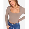 image:imageANRABESS Womens Long Sleeve Square Neck Crop Top Ribbed Slim Fitted Basic Tee Layer Y2K Shirts Fall Fashion Outfits 2026Khaki