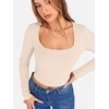 image:imageANRABESS Womens Long Sleeve Square Neck Crop Top Ribbed Slim Fitted Basic Tee Layer Y2K Shirts Fall Fashion Outfits 2026Light Beige
