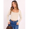 image:imageANRABESS Womens Long Sleeve Square Neck Crop Top Ribbed Slim Fitted Basic Tee Layer Y2K Shirts Fall Fashion Outfits 2026Light Beige