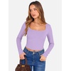 image:imageANRABESS Womens Long Sleeve Square Neck Crop Top Ribbed Slim Fitted Basic Tee Layer Y2K Shirts Fall Fashion Outfits 2026Light Purple