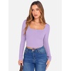 image:imageANRABESS Womens Long Sleeve Square Neck Crop Top Ribbed Slim Fitted Basic Tee Layer Y2K Shirts Fall Fashion Outfits 2026Light Purple