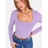image:imageANRABESS Womens Long Sleeve Square Neck Crop Top Ribbed Slim Fitted Basic Tee Layer Y2K Shirts Fall Fashion Outfits 2026Light Purple