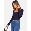 image:imageANRABESS Womens Long Sleeve Square Neck Crop Top Ribbed Slim Fitted Basic Tee Layer Y2K Shirts Fall Fashion Outfits 2026Navy Blue