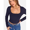 image:imageANRABESS Womens Long Sleeve Square Neck Crop Top Ribbed Slim Fitted Basic Tee Layer Y2K Shirts Fall Fashion Outfits 2026Navy Blue