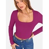 image:imageANRABESS Womens Long Sleeve Square Neck Crop Top Ribbed Slim Fitted Basic Tee Layer Y2K Shirts Fall Fashion Outfits 2026Purple Red