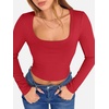 image:imageANRABESS Womens Long Sleeve Square Neck Crop Top Ribbed Slim Fitted Basic Tee Layer Y2K Shirts Fall Fashion Outfits 2026Red
