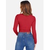 image:imageANRABESS Womens Long Sleeve Square Neck Crop Top Ribbed Slim Fitted Basic Tee Layer Y2K Shirts Fall Fashion Outfits 2026Red