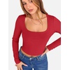 image:imageANRABESS Womens Long Sleeve Square Neck Crop Top Ribbed Slim Fitted Basic Tee Layer Y2K Shirts Fall Fashion Outfits 2026Red