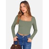 image:imageANRABESS Womens Long Sleeve Square Neck Crop Top Ribbed Slim Fitted Basic Tee Layer Y2K Shirts Fall Fashion Outfits 2026Sage Green