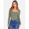 image:imageANRABESS Womens Long Sleeve Square Neck Crop Top Ribbed Slim Fitted Basic Tee Layer Y2K Shirts Fall Fashion Outfits 2026Sage Green