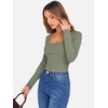 image:imageANRABESS Womens Long Sleeve Square Neck Crop Top Ribbed Slim Fitted Basic Tee Layer Y2K Shirts Fall Fashion Outfits 2026Sage Green