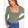 image:imageANRABESS Womens Long Sleeve Square Neck Crop Top Ribbed Slim Fitted Basic Tee Layer Y2K Shirts Fall Fashion Outfits 2026Sage Green