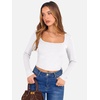 image:imageANRABESS Womens Long Sleeve Square Neck Crop Top Ribbed Slim Fitted Basic Tee Layer Y2K Shirts Fall Fashion Outfits 2026White