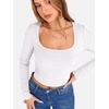 image:imageANRABESS Womens Long Sleeve Square Neck Crop Top Ribbed Slim Fitted Basic Tee Layer Y2K Shirts Fall Fashion Outfits 2026White