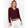 image:imageANRABESS Womens Long Sleeve V Neck Cropped Sweaters  Classic Pullover Basic Tops Soft Comfy Lightweight Business Casual Work Travel Vacation Fall Winter Layer ClothesDark Red