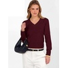 image:imageANRABESS Womens Long Sleeve V Neck Cropped Sweaters  Classic Pullover Basic Tops Soft Comfy Lightweight Business Casual Work Travel Vacation Fall Winter Layer ClothesDark Red