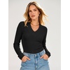 image:imageANRABESS Womens Long Sleeve V Neck Ribbed Shirts  Slim Fitted Tops Soft Comfy Breathable Business Casual Outfits Daily Wear Going Out WorkFall Spring Transition ClothingBlack