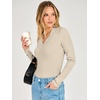 image:imageANRABESS Womens Long Sleeve V Neck Ribbed Shirts  Slim Fitted Tops Soft Comfy Breathable Business Casual Outfits Daily Wear Going Out WorkFall Spring Transition ClothingBeige