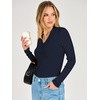 image:imageANRABESS Womens Long Sleeve V Neck Ribbed Shirts  Slim Fitted Tops Soft Comfy Breathable Business Casual Outfits Daily Wear Going Out WorkFall Spring Transition ClothingNavy Blue