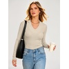 image:imageANRABESS Womens Long Sleeve V Neck Ribbed Shirts  Slim Fitted Tops Soft Comfy Breathable Business Casual Outfits Daily Wear Going Out WorkFall Spring Transition ClothingBeige